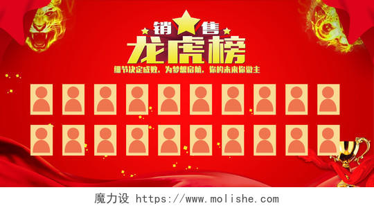 红色简约喜庆年终销售龙虎榜单龙虎榜海报展板